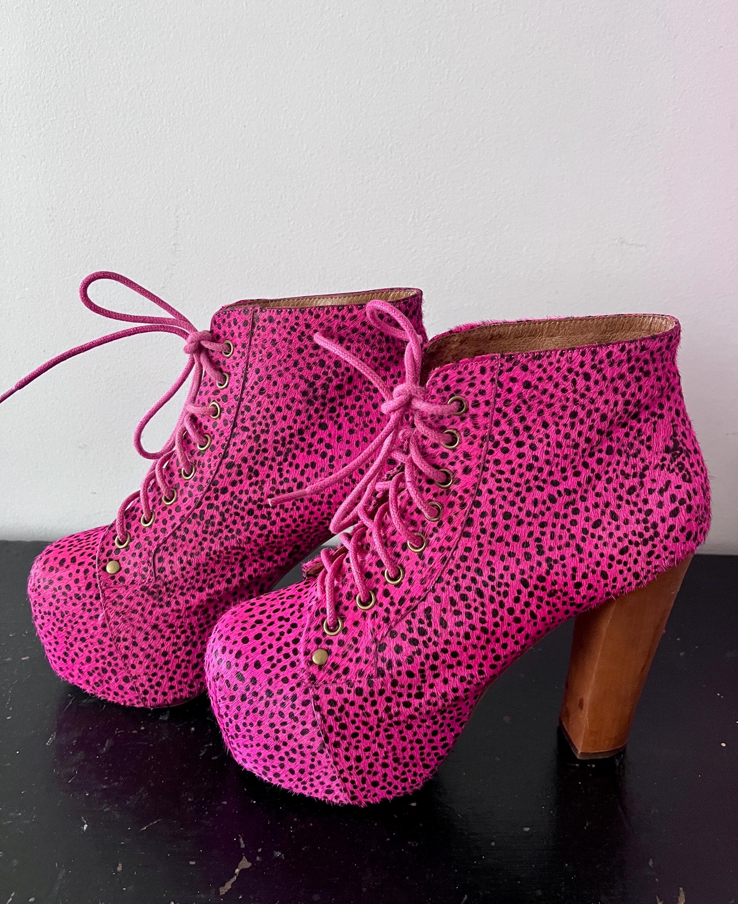 RARE Vintage Jeffrey Campbell PINK Animal Print LITA Platforms