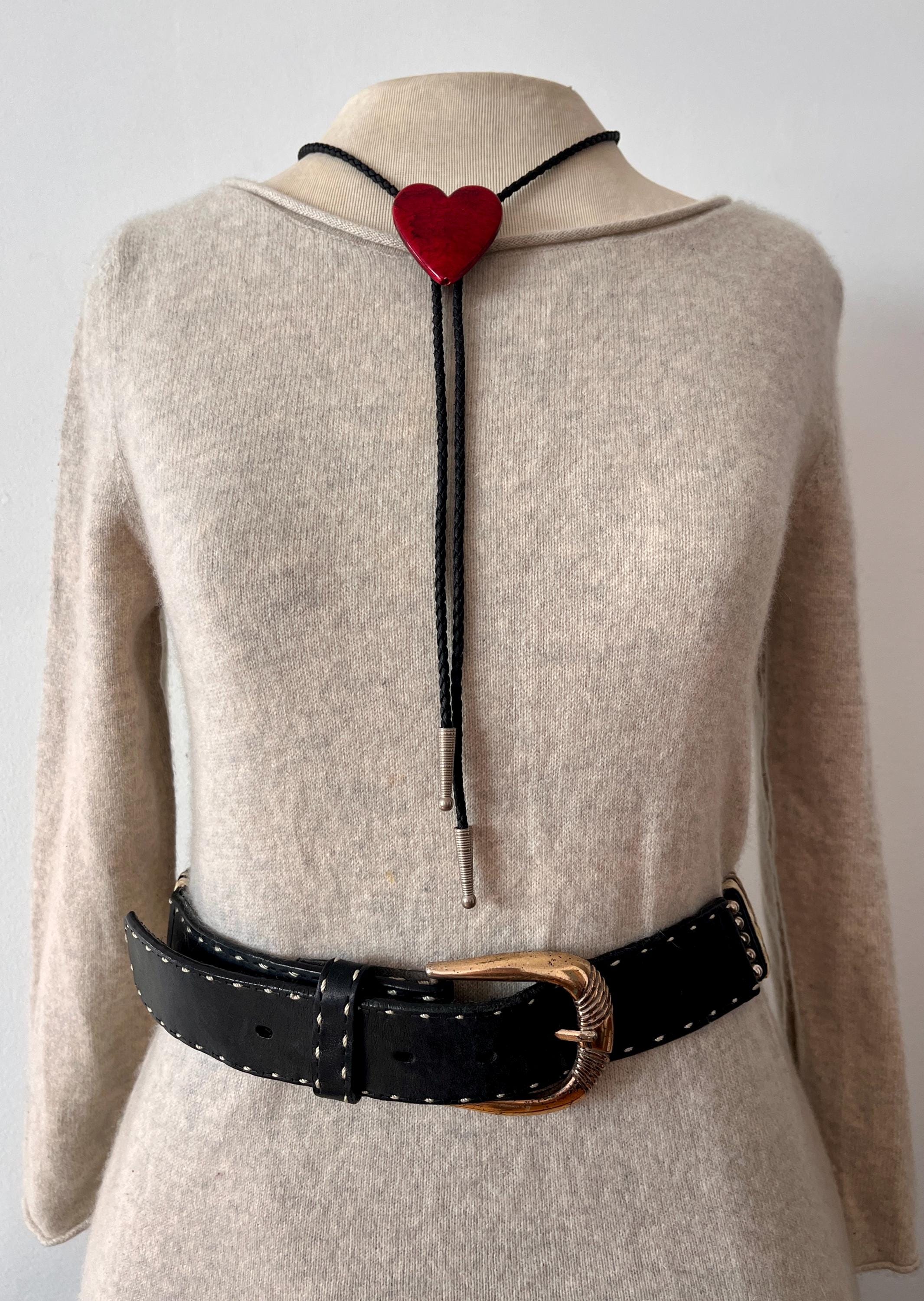 Vintage JUSTIN Leather Belt: Black Bone Bead Concho, Size S  display picture 2