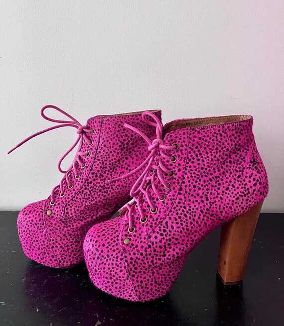 RARE Vintage Jeffrey Campbell PINK Animal Print LITA Platforms