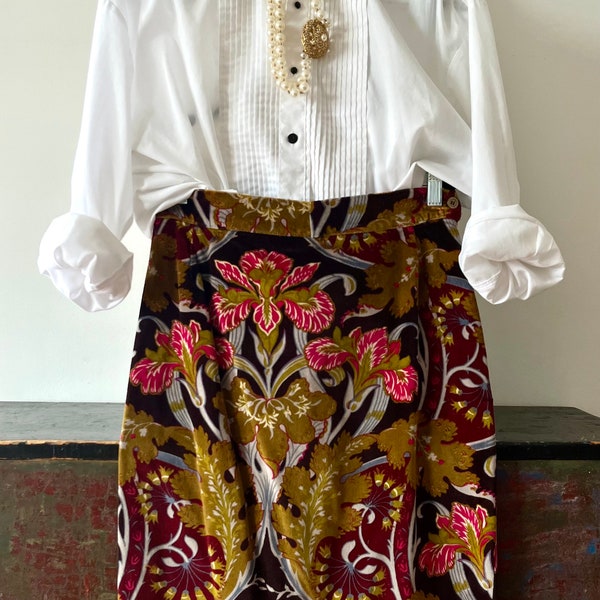 Christian Lacroix Pret-a-Porter knee length floral velvet skirt-no label.