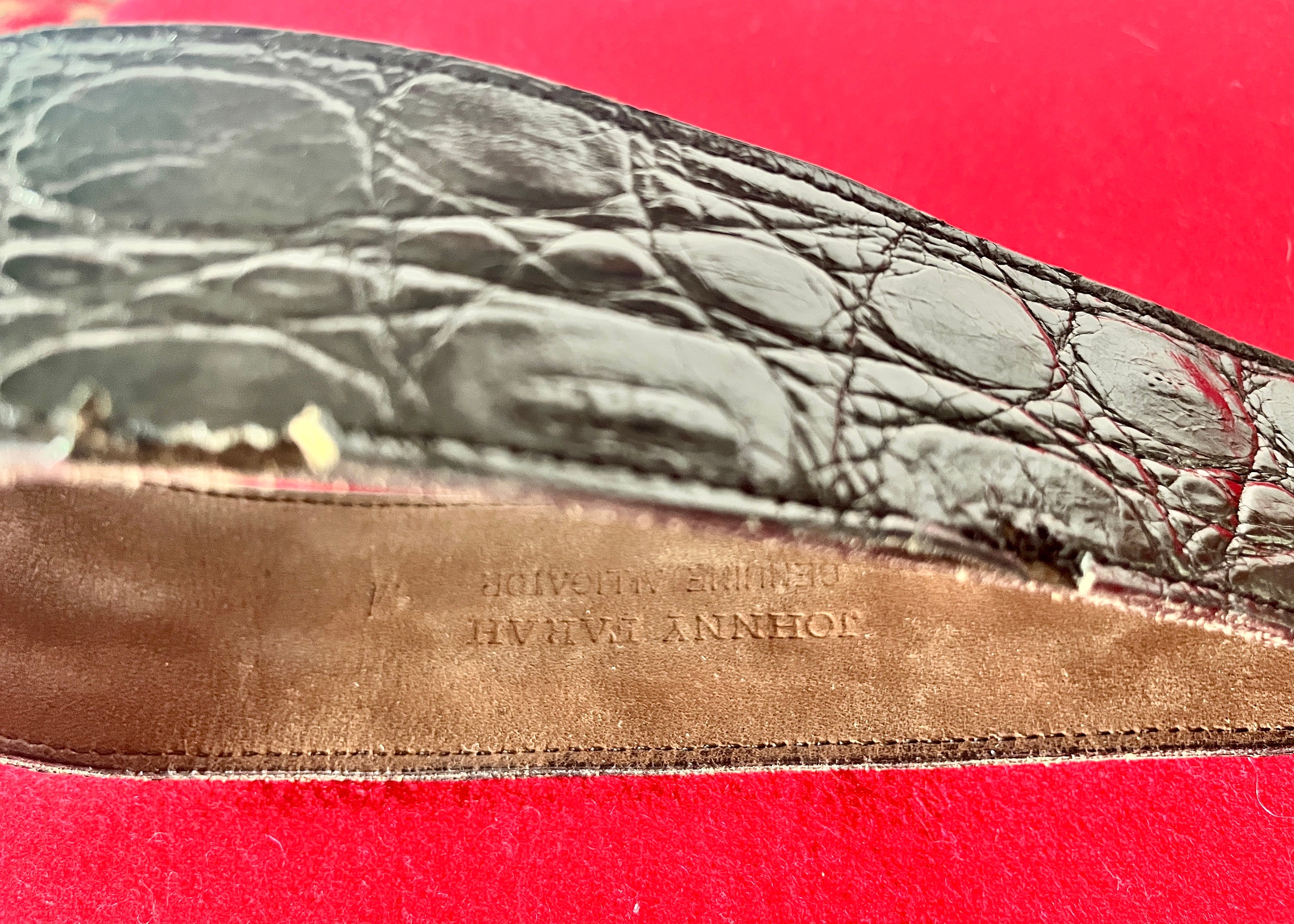Vintage Johnny Farah Crocodile Leather Belt, Black With  display picture 2