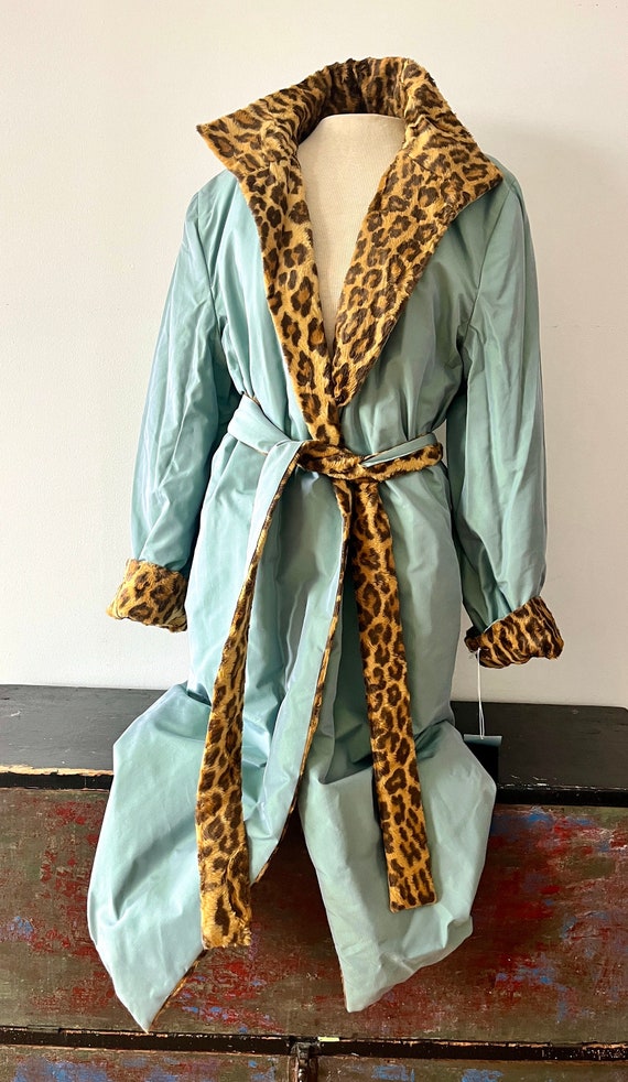 Reversible Trench Style Leopard Coat Size M
