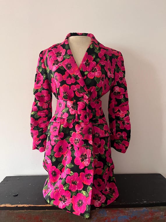 zara pink coat dress Zara 80s Floral Mini Dress Coat: Pink Viscose XS