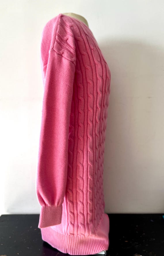 Pink cable knit turtle neck pullover/ sweater/ mi… - image 3