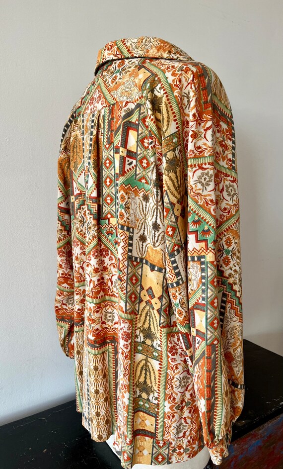 Asymmetrical, Tribal Pattern Button Down,  Long S… - image 3