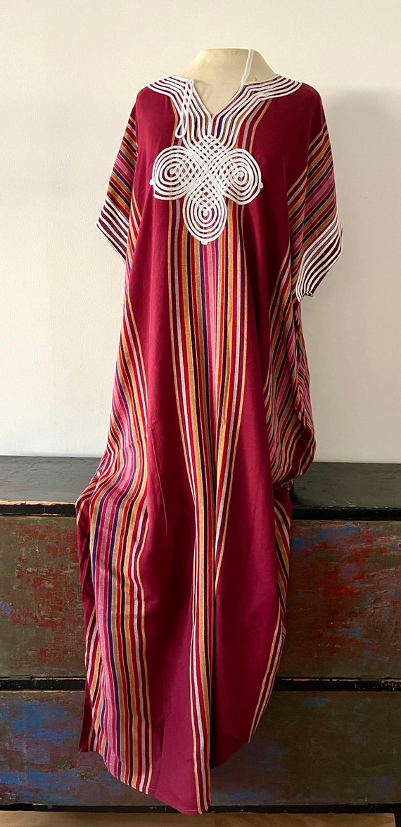 Moroccan Kaftan, striped, rayon, size M