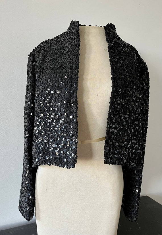 Black Sequin Jacket/Bolero S - image 4