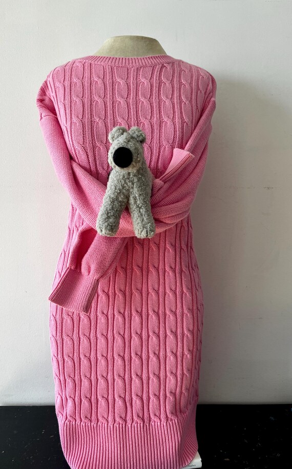 Pink cable knit turtle neck pullover/ sweater/ mi… - image 4