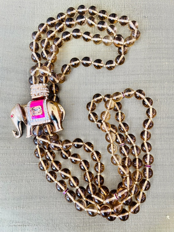 Stunning  J Crew Brass and Pink Enameled Crystal E