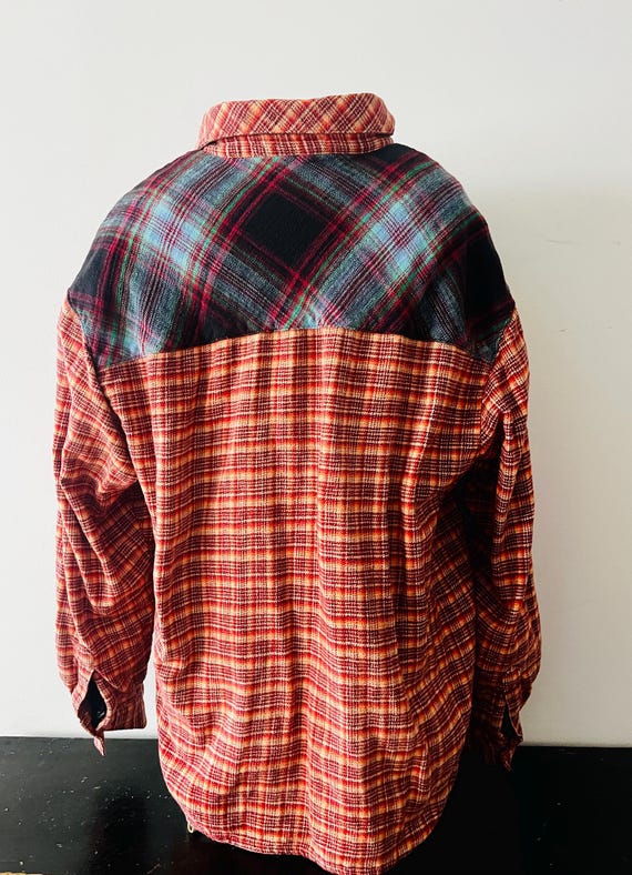 Arizona Multicolor Patchwork Thick Flannel Button… - image 5
