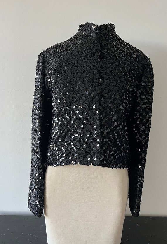 Black Sequin Jacket/Bolero S - image 2