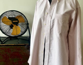 LLBean Pink Pin Stripe Cotton Button Down Shirt, Traditional Fit, Wrinkle Resistant (Men)