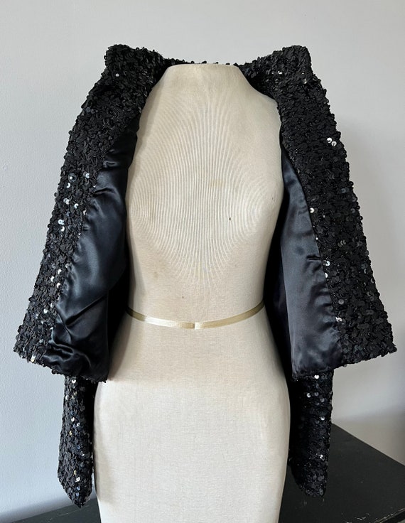 Black Sequin Jacket/Bolero S - image 3