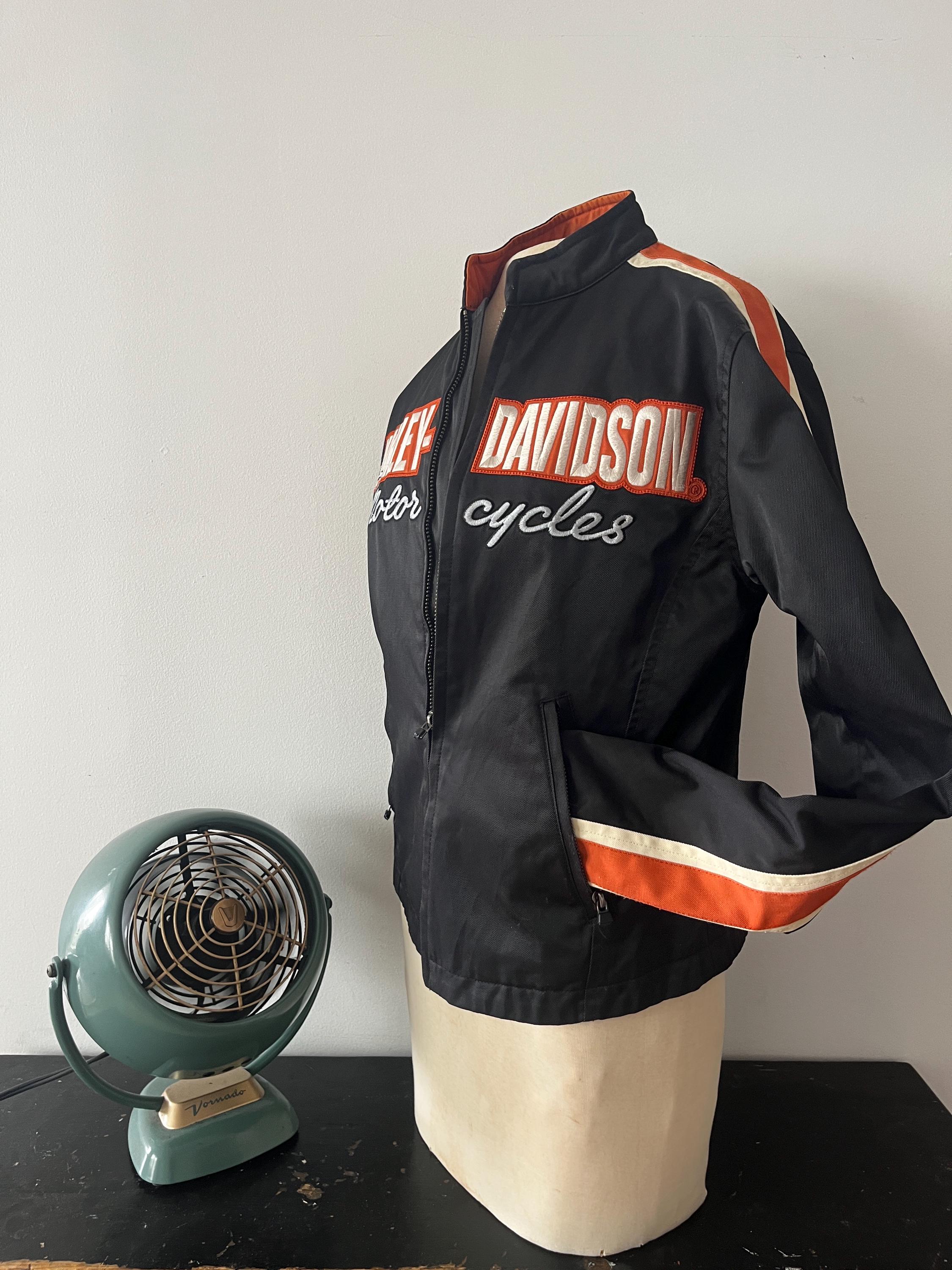 Harley-davidson Jacket Black & Orange RN 103819 CA 03402 Womens