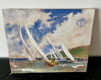 Vintage painting “Sailing”, acrylic on canvas , 1998