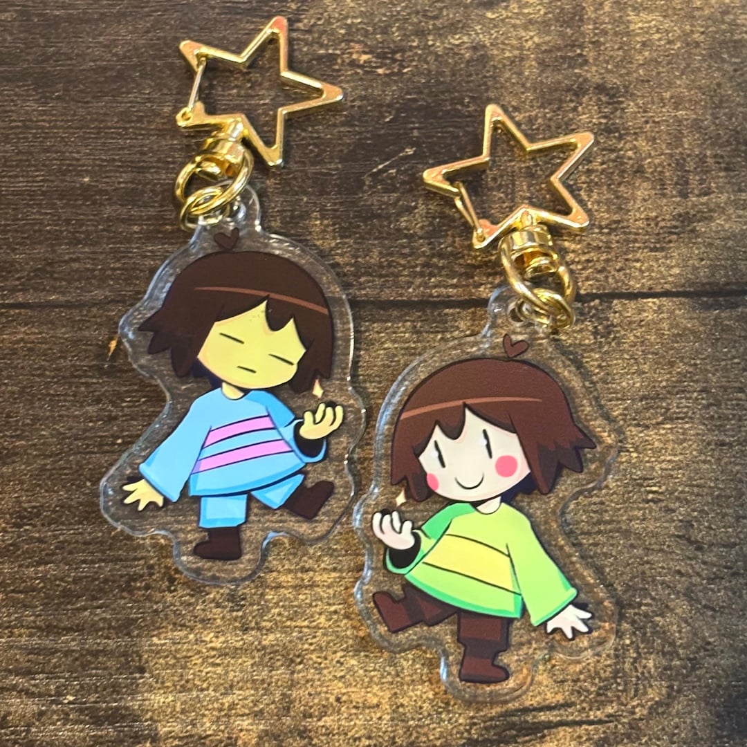 Undertale Ink Keychain Frisk/chara REVERSIBLE Undertale Keychain/charm - Indie Game Gift (2 ...