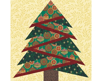 Christmas Tree Quilt Block Pattern, Paper Piecing, 6 & 12 Inch, Resizable (PDF download)