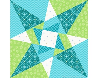 Counterpoint Star Quilt Block Pattern, Paper Piecing FPP, 6 & 12 Inch, Resizable (PDF Download)