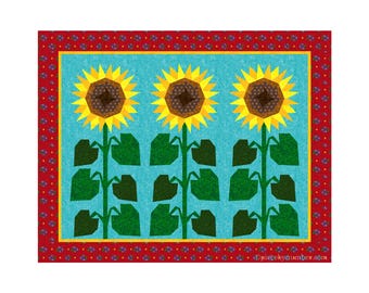 Sunflower Quilt Block Pattern: Paper Pieced, 6 & 12 Inch, Resizable (PDF Download)