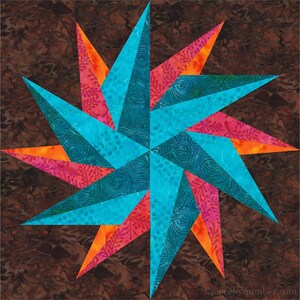 Patterns Magican Magician's Star Quilt Block Pattern, Paper Piecing (FPP), 12 Inch ...