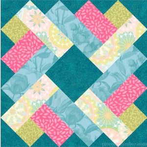 Siena Square paper pieced quilt block pattern PDF download, 6 & 12 inch blocks, resizable, foundation piecing FPP, signature album block