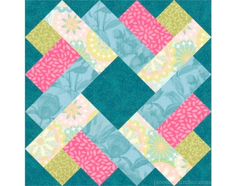 Siena Square Quilt Block Pattern, Paper Piecing (FPP), 6 & 12 inch, resizable, (PDF Download)