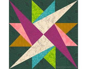 Leysin Stern Quilt-Block-Muster, Papier Piecing, 6 & 12 inch Blöcke (PDF Download)