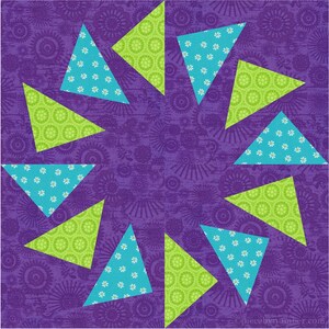 Circles of Geese paper pieced quilt block pattern, PDF download, 12 inch, resizable, easy foundation piecing