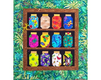 Mini Bug Jar Quilt Pattern, Paper Piecing, 22 x 24 Inch Wall-Hanging (PDF Download)