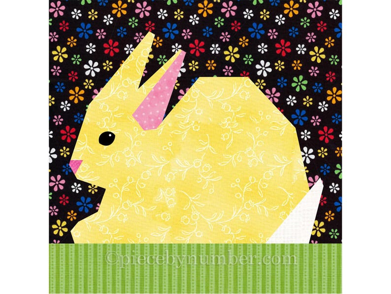 Paper Pieced Rabbit Pattern Baby Bunny Quilt Block Pattern, Easy Paper Piecing (FPP), 6 & 9 Inch ...