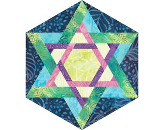 Double Hexagram Star Quilt Block Pattern, 12-inch, Resizable (PDF Download)