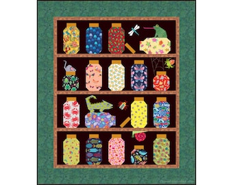 Escaping Bugs Bottle Quilt pattern for paper piecing PDF, 49 X 58 inches, foundation piecing  FPP