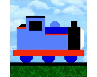 Tank Engine Train Quilt Pattern: Paper Piecing, 6" and 12", Resizable (PDF download)