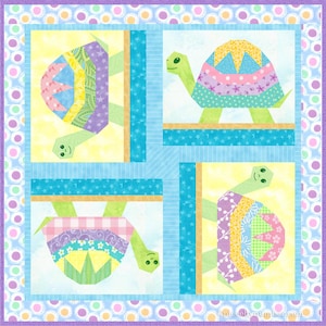 Turtle Paper Pieced Quilt Block Pattern PDF Download, 6 X 8 Inch and 9 ...