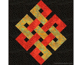 Eternity Knot Quilt Block Pattern, Foundation Paper Piecing, 6 & 12 inch, resizable (PDF Download)