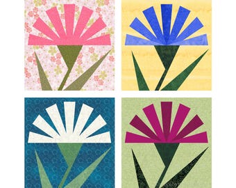 Aster Flower Quilt Block Pattern, Paper Piecing (FPP), 6 & 12 inch, Resizable (PDF Download)