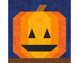 Halloween Pumpkin Quilt Block Pattern, Paper Piecing, 6 & 12 inch blocks (PDF Download)