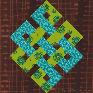 Eternity Knot Drehschnitt Quilt Block Nähanleitung, PDF-Download, einfacher Keltischer Unendlichkeitsknoten Meditations Quilt Medaillon Block