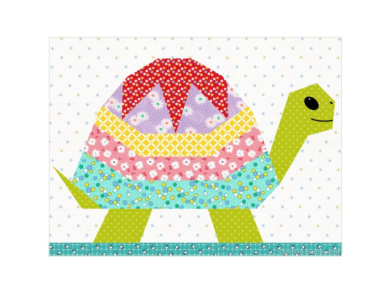 Turtle Paper Pieced Quilt Block Pattern PDF Download, 6 X 8 Inch and 9 ...