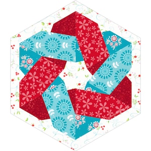 Modello per blocco trapuntato con patchwork di carta Knotty and Nice, download PDF, blocco da 12 pollici, ridimensionabile, foundation piecing FPP