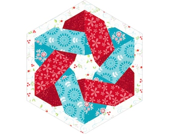 Patrón de bloque de colcha Knotty and Nice, técnica Paper Piecing (FPP), bloque de 12 pulgadas (descarga en PDF)