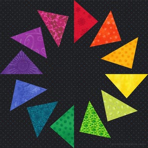 Schema per blocco trapunta Circles of Geese per patchwork su carta, download PDF, 12 pollici, ridimensionabile, facile patchwork FPP