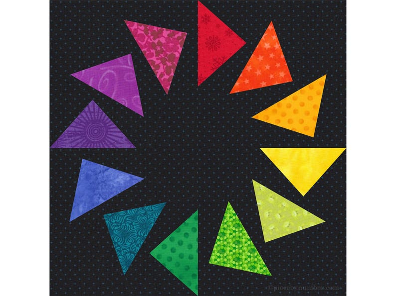 Circles of Geese paper pieced quilt block pattern, PDF download, 12 inch, resizable, easy foundation piecing