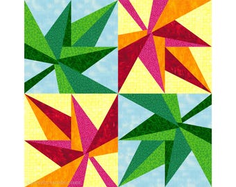 Maple Leaf Quilt Block Pattern: Paper Piecing, 6 & 12 Inch, Resizable (PDF Download)