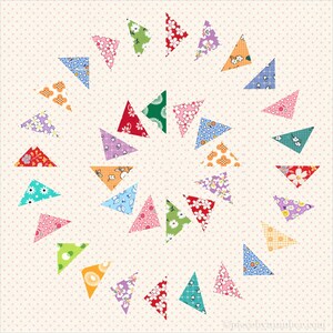 Circles of Geese paper pieced quilt block pattern, PDF download, 12 inch, resizable, easy foundation piecing