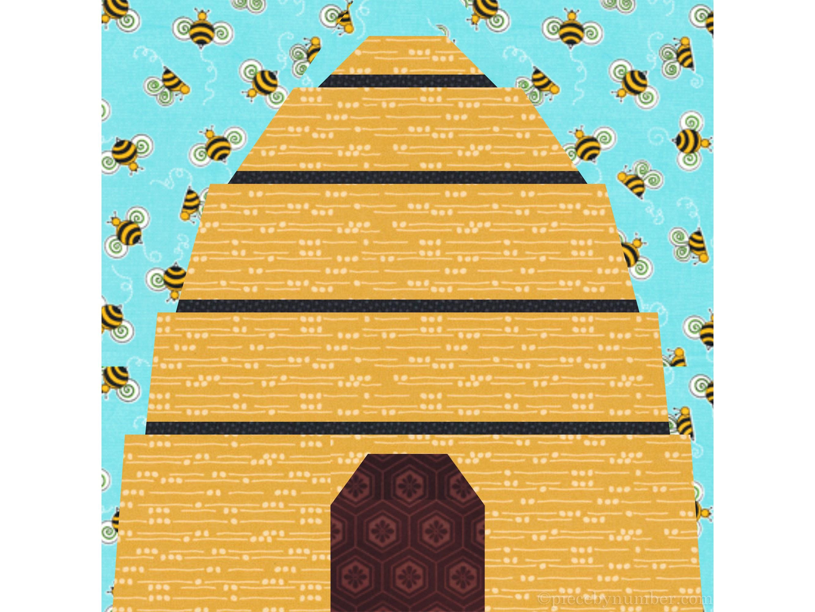 Honey Bee and Beehive Quilt Block Patterns, Paper Piecing, 3, 6 & 12 ...