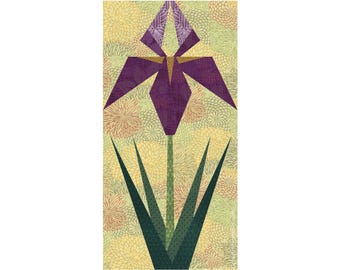 Iris Flower Quilt Block Pattern, Paper Piecing (FPP), 6 & 12 Inch, resizable (PDF Download)