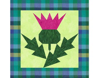 Thistle Quilt Block Pattern: Paper Pieced, 6 & 12 Inch, Resizable (PDF Download)