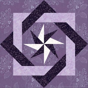 Modello per blocco trapuntato con pezzi di carta quadrati interbloccati, download PDF, blocco da 12 pollici, ridimensionabile, piecing di fondazione FPP