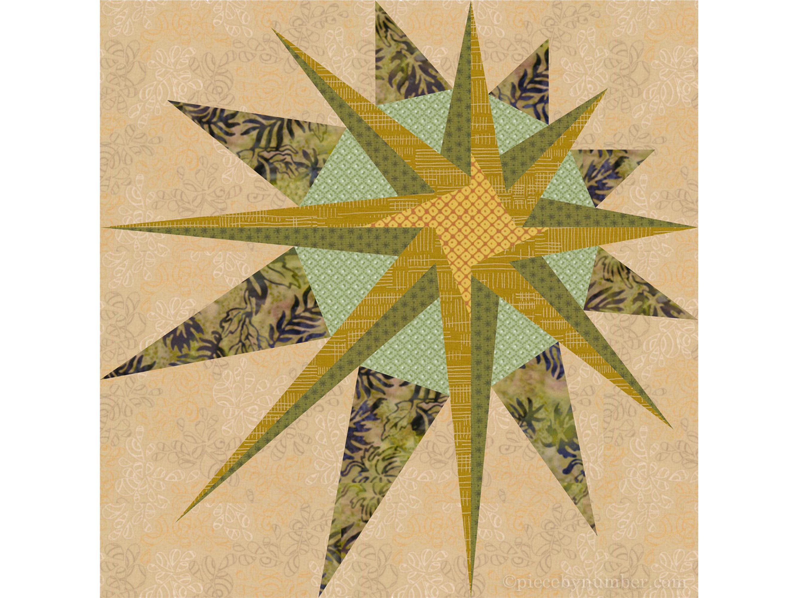 Supernova Star Quilt Block Pattern (PDF Download): Paper Pieced, 12 ...